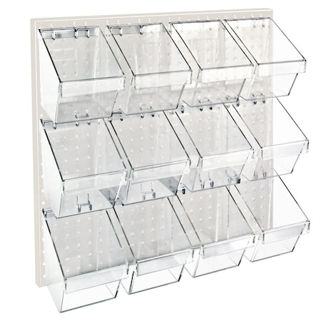 Azar Displays 12 Small Bucket Peg Wall Accessory Organizer Set 24''W x 24''H Pegboard Panel 700617-WHT